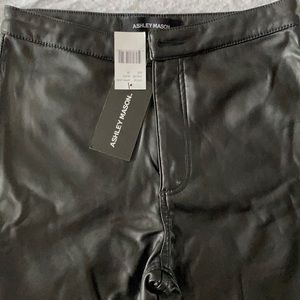 Black faux leather jeans